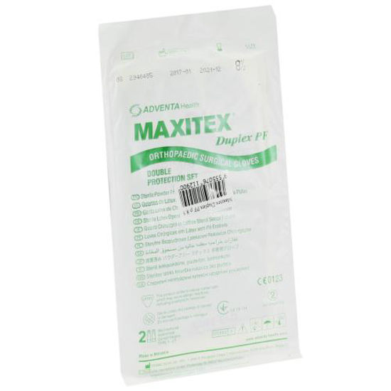 Перчатки латексные хирургические Maxitex Duplex PF (Макситекс Дюплекс ПФ) стерильные неопудренные размер 8.5